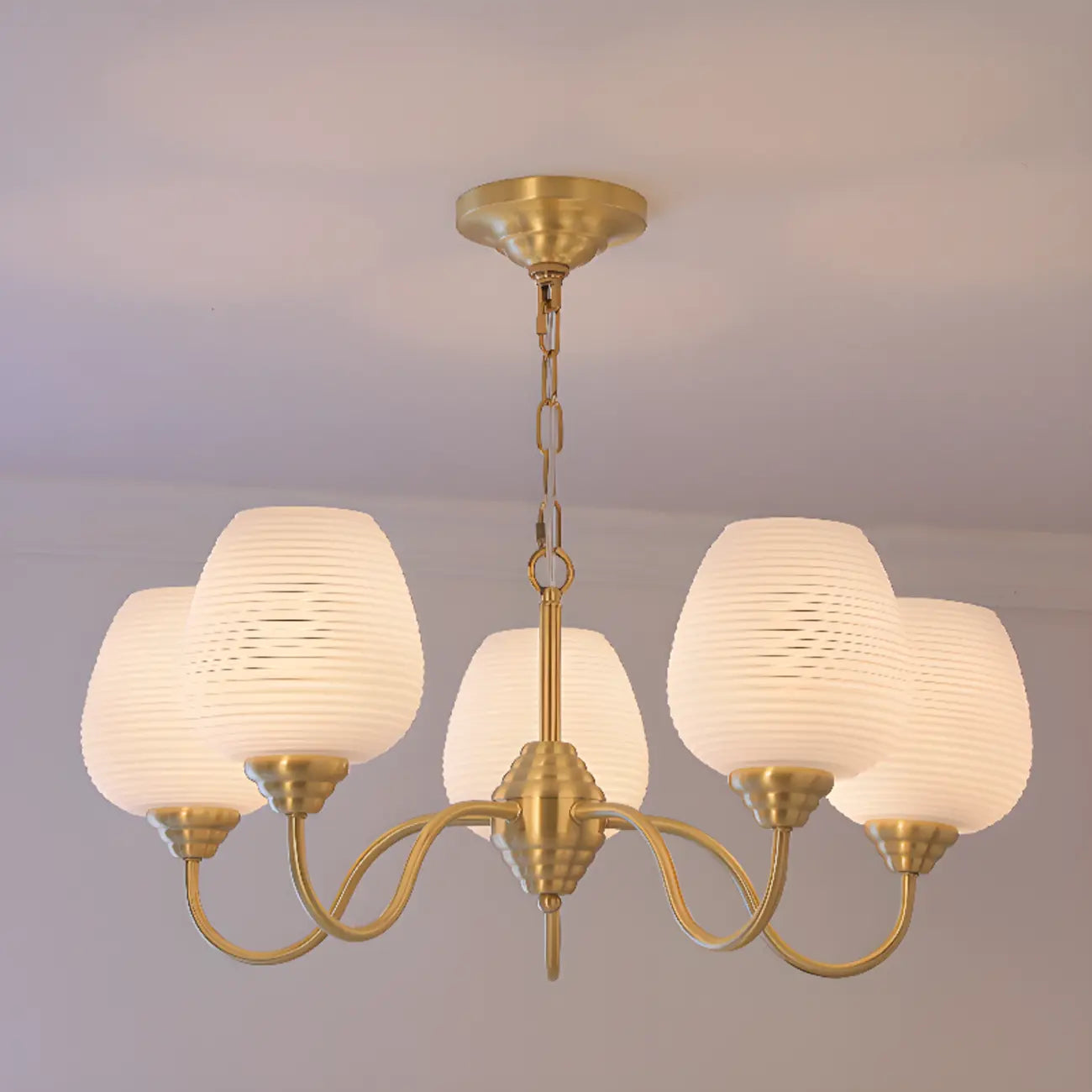 8-light Vintage Gold Brass Chandelier Adjustable Hanging Length