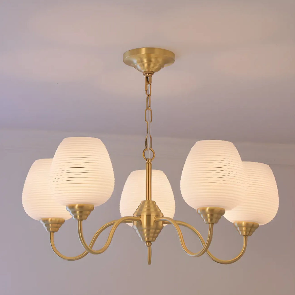 8-light Vintage Gold Brass Chandelier Adjustable Hanging Length