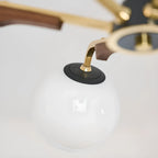 Modern White Glass Ball Chandelier with Adjustable Length