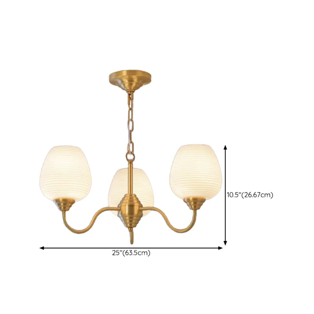 8-light Vintage Gold Brass Chandelier Adjustable Hanging Length