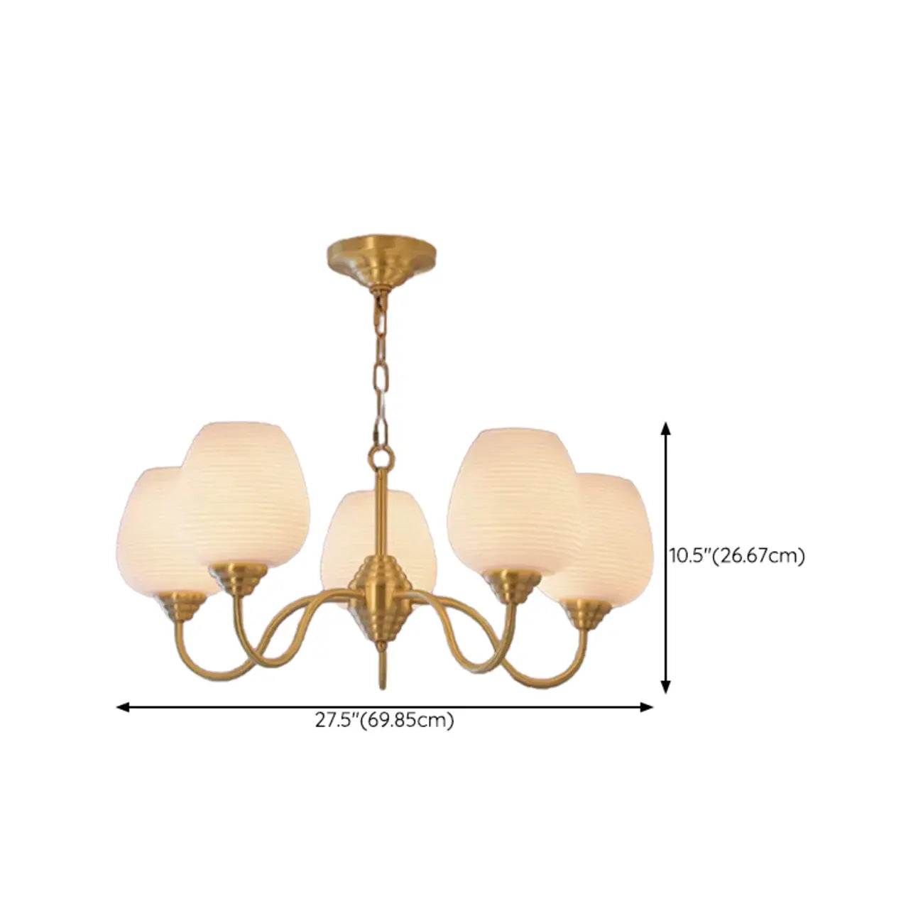 8-light Vintage Gold Brass Chandelier Adjustable Hanging Length