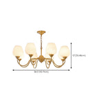 8-light Vintage Gold Brass Chandelier Adjustable Hanging Length