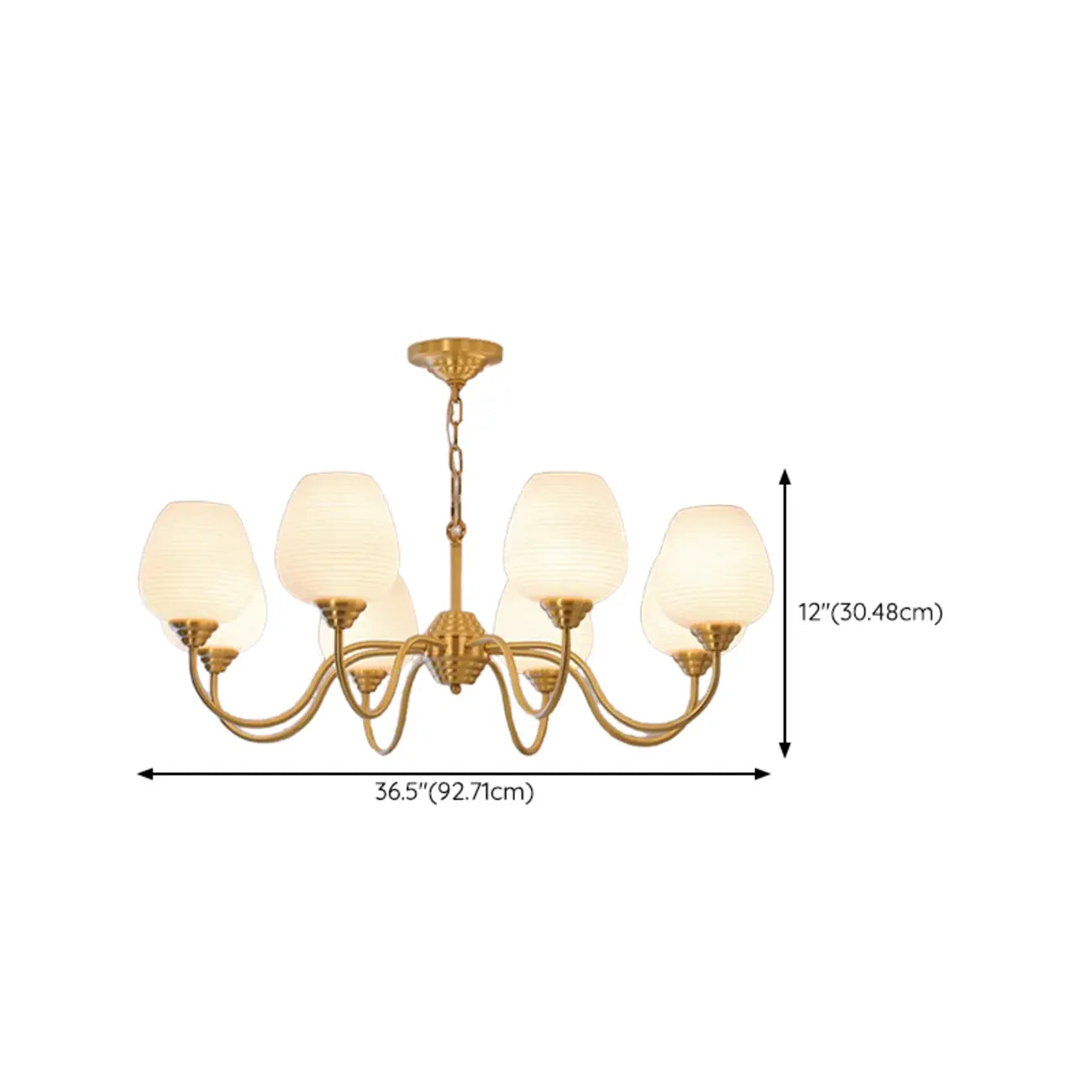 8-light Vintage Gold Brass Chandelier Adjustable Hanging Length