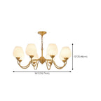8-light Vintage Gold Brass Chandelier Adjustable Hanging Length