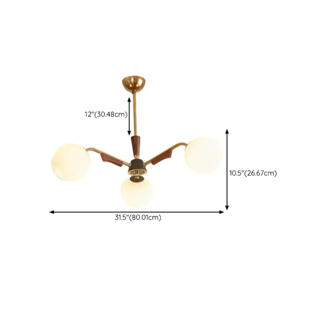 Modern White Glass Ball Chandelier with Adjustable Length
