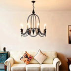 Vintage Curved Metal Chandelier with Adjustable Height