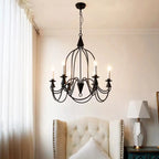 Vintage Curved Metal Chandelier with Adjustable Height