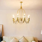 Vintage Curved Metal Chandelier with Adjustable Height