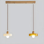 Elegant Cream Glass Round LED Pendant Lamp for Bedside