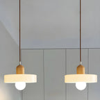 Elegant Cream Glass Round LED Pendant Lamp for Bedside