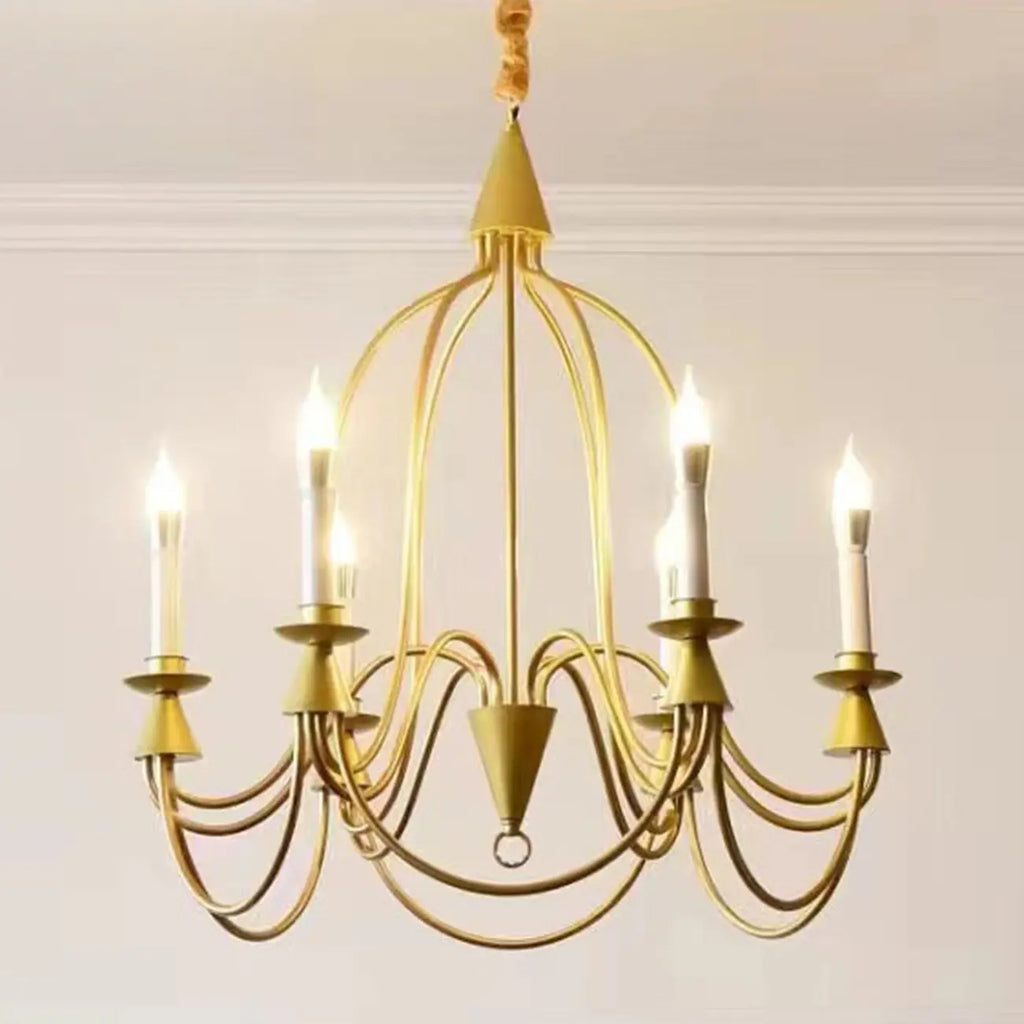 Vintage Curved Metal Chandelier with Adjustable Height
