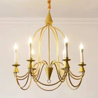 Vintage Curved Metal Chandelier with Adjustable Height