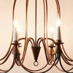 Vintage Curved Metal Chandelier with Adjustable Height