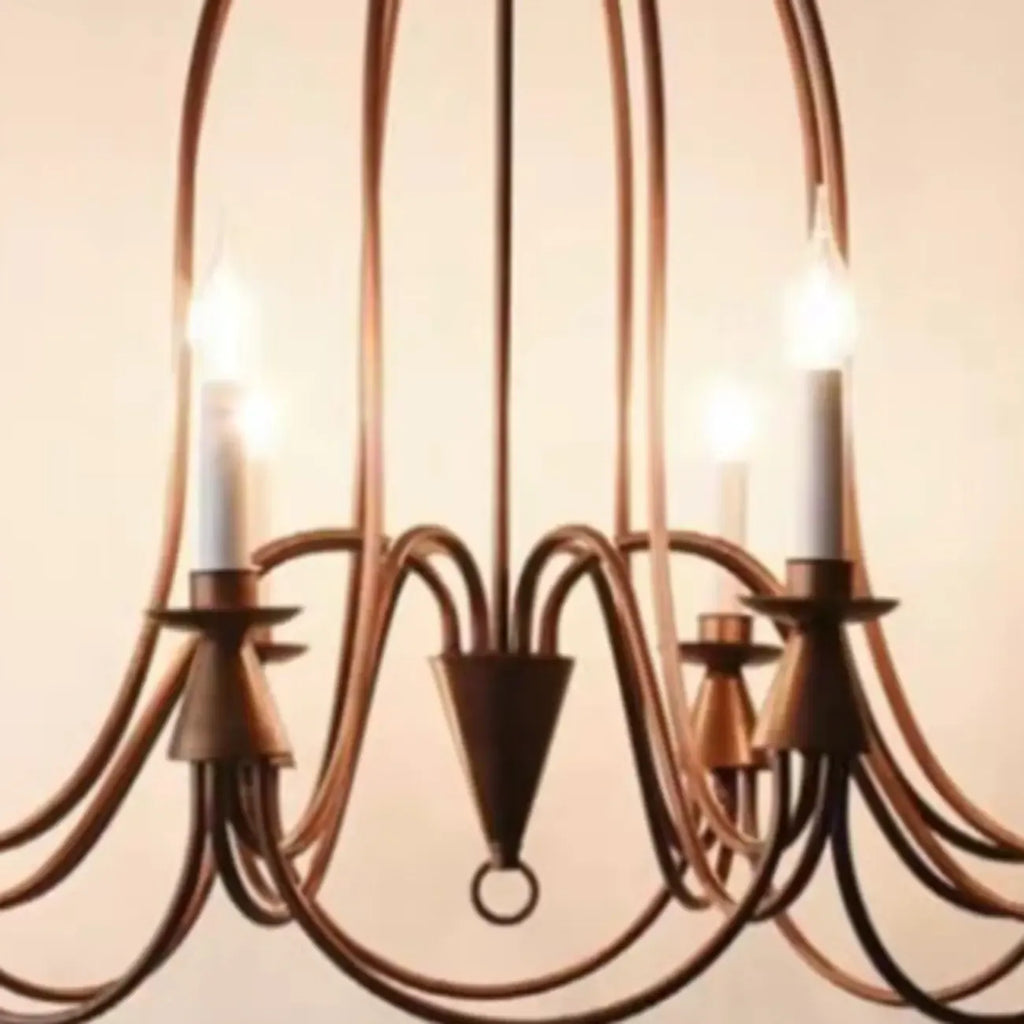 Vintage Curved Metal Chandelier with Adjustable Height