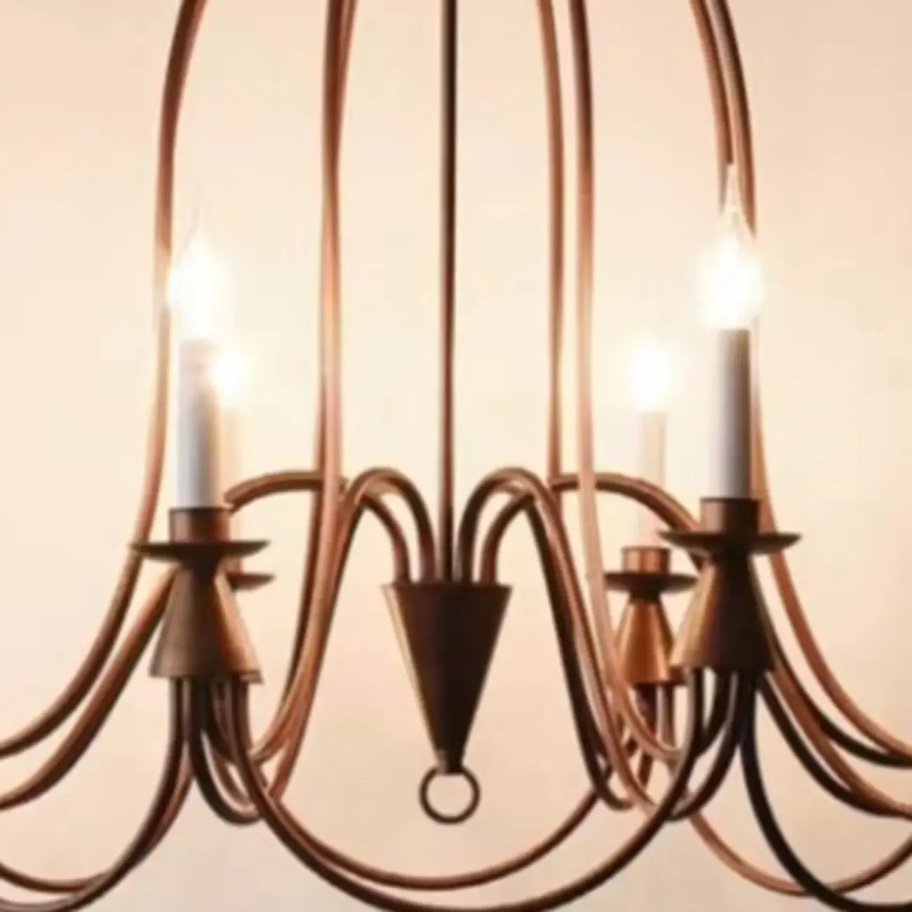 Vintage Curved Metal Chandelier with Adjustable Height