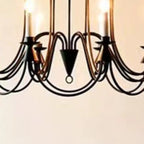 Vintage Curved Metal Chandelier with Adjustable Height