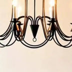Vintage Curved Metal Chandelier with Adjustable Height