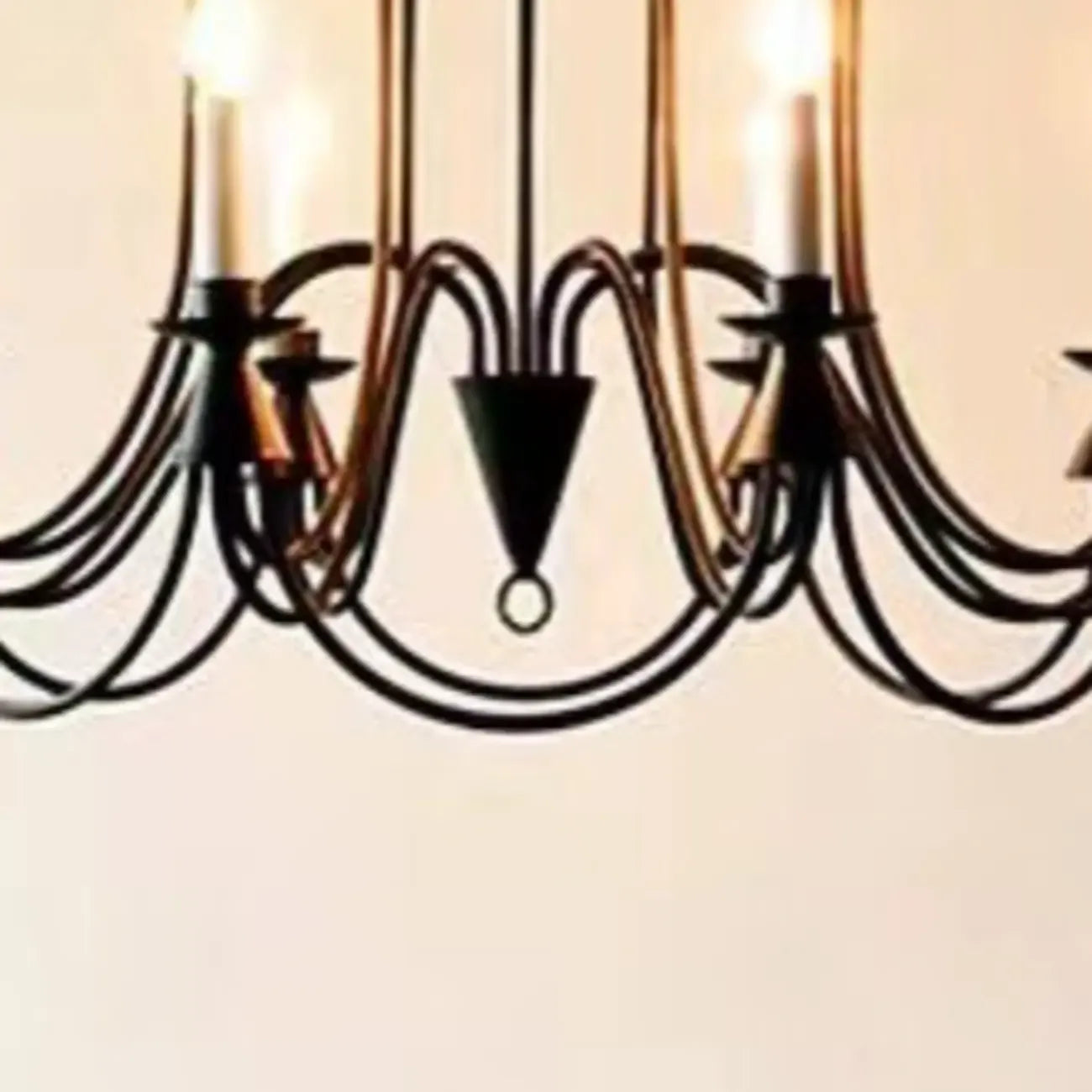 Vintage Curved Metal Chandelier with Adjustable Height