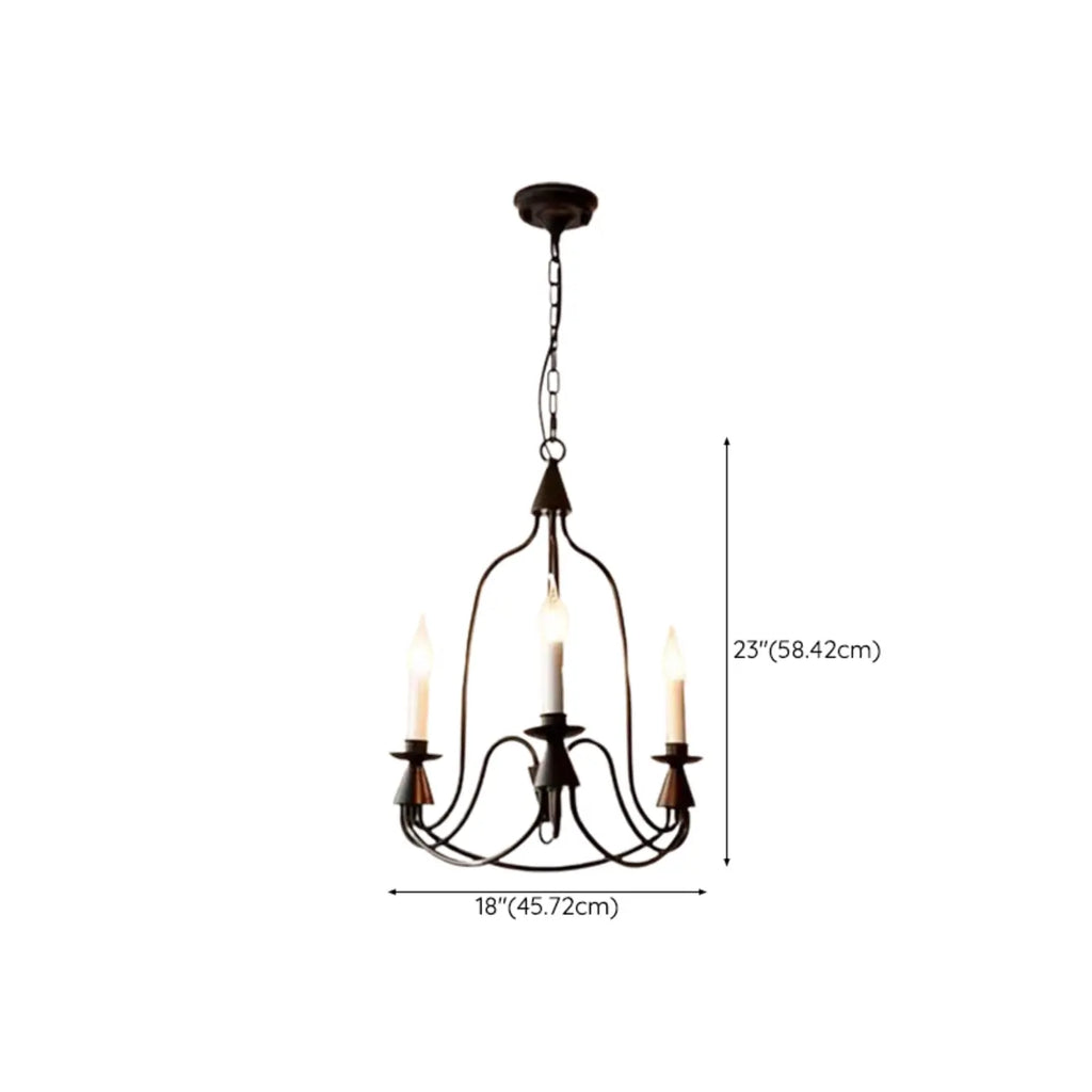 Vintage Curved Metal Chandelier with Adjustable Height