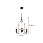 Vintage Curved Metal Chandelier with Adjustable Height