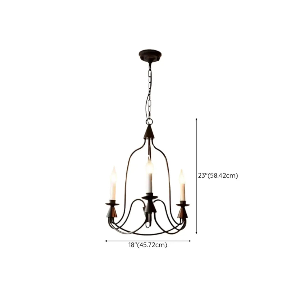 Vintage Curved Metal Chandelier with Adjustable Height