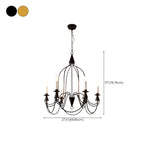 Vintage Curved Metal Chandelier with Adjustable Height