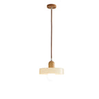 Elegant Cream Glass Round LED Pendant Lamp for Bedside