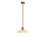 Elegant Cream Glass Round LED Pendant Lamp for Bedside