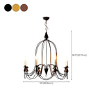 Vintage Curved Metal Chandelier with Adjustable Height