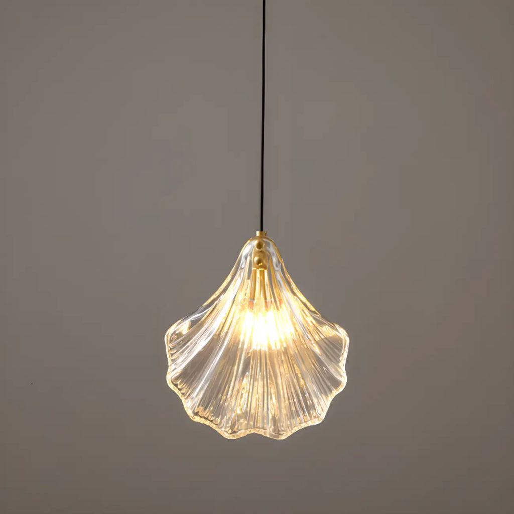 Artistic Ginkgo Clear Glass LED Pendant Light for Living Room