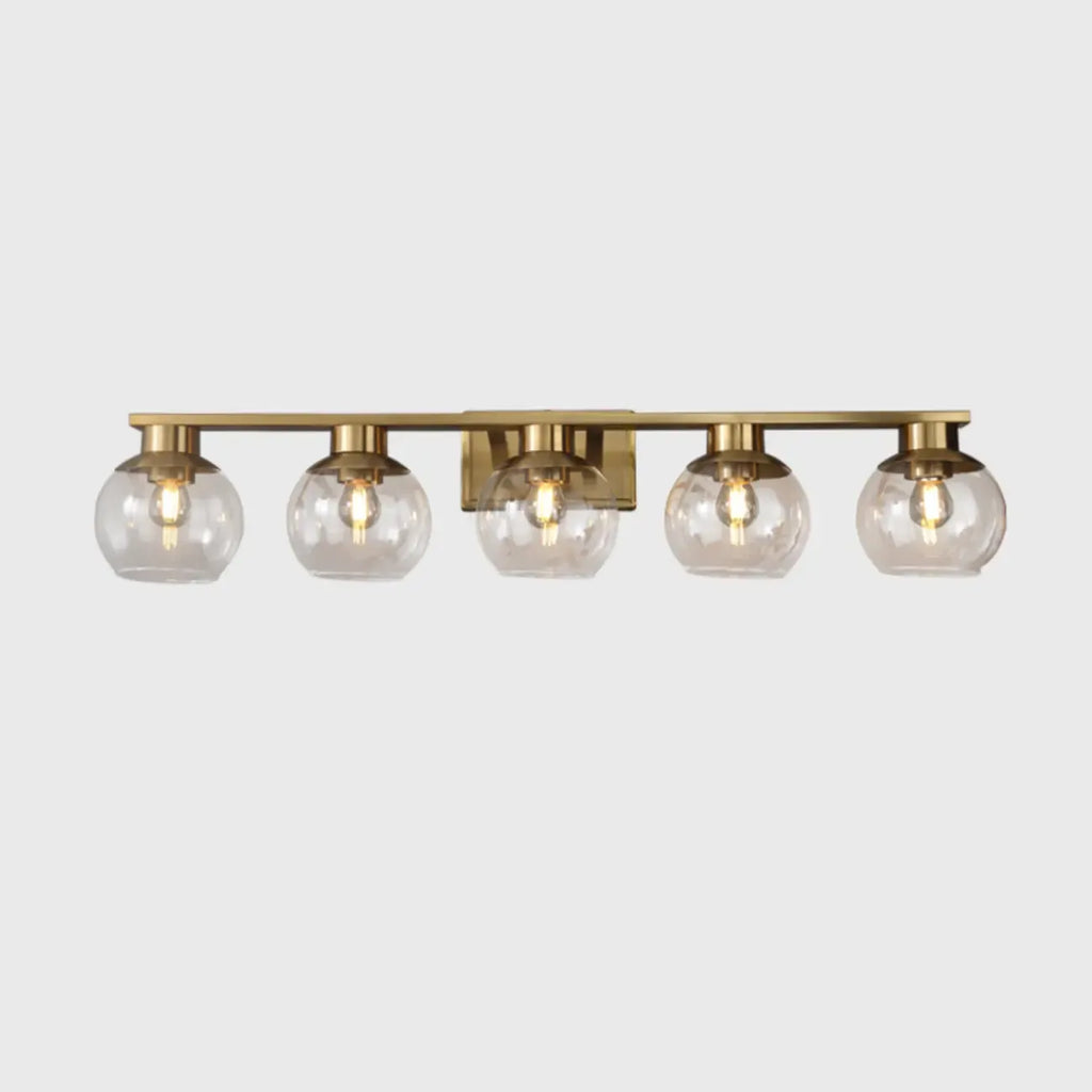Classic Brass Vanity Lights with Transparent Ball Shade