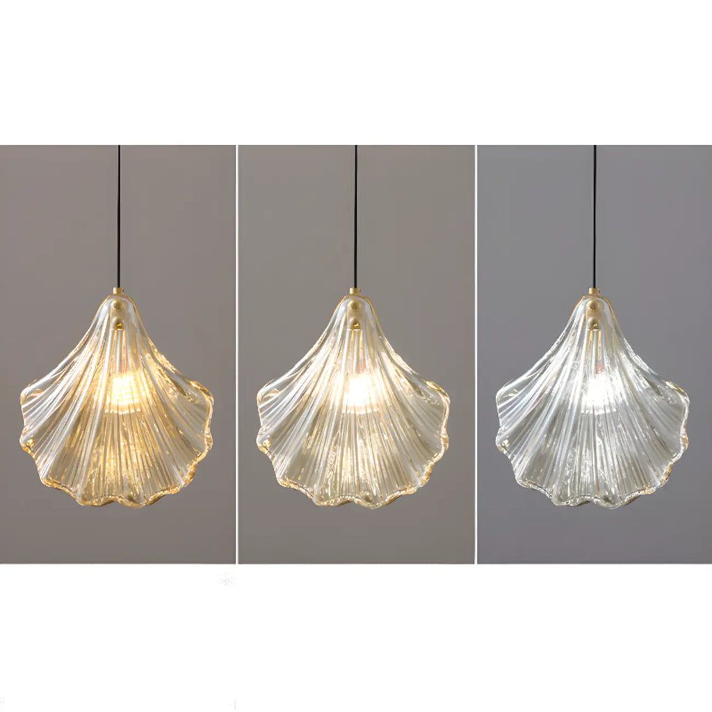 Artistic Ginkgo Clear Glass LED Pendant Light for Living Room