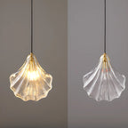 Artistic Ginkgo Clear Glass LED Pendant Light for Living Room