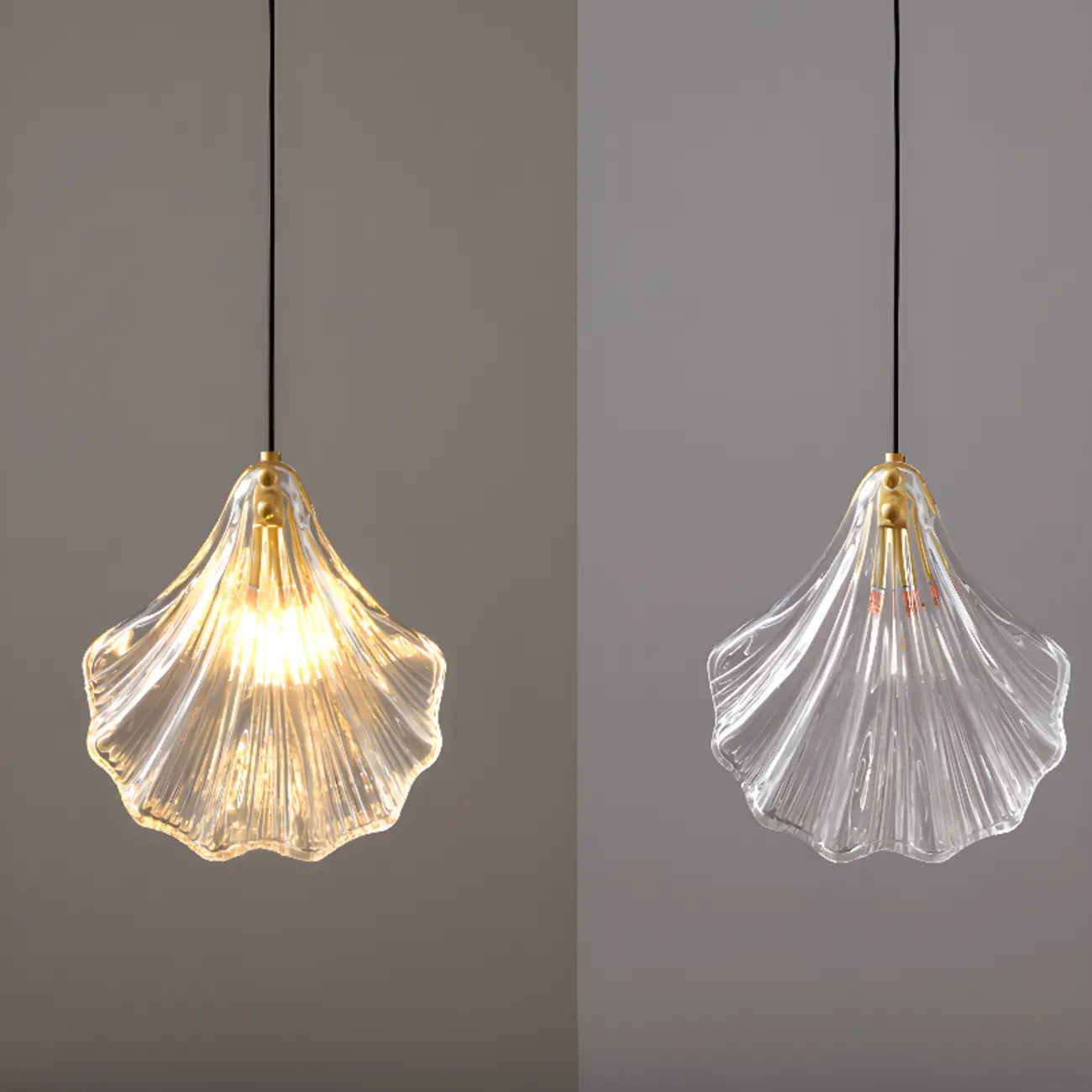 Artistic Ginkgo Clear Glass LED Pendant Light for Living Room