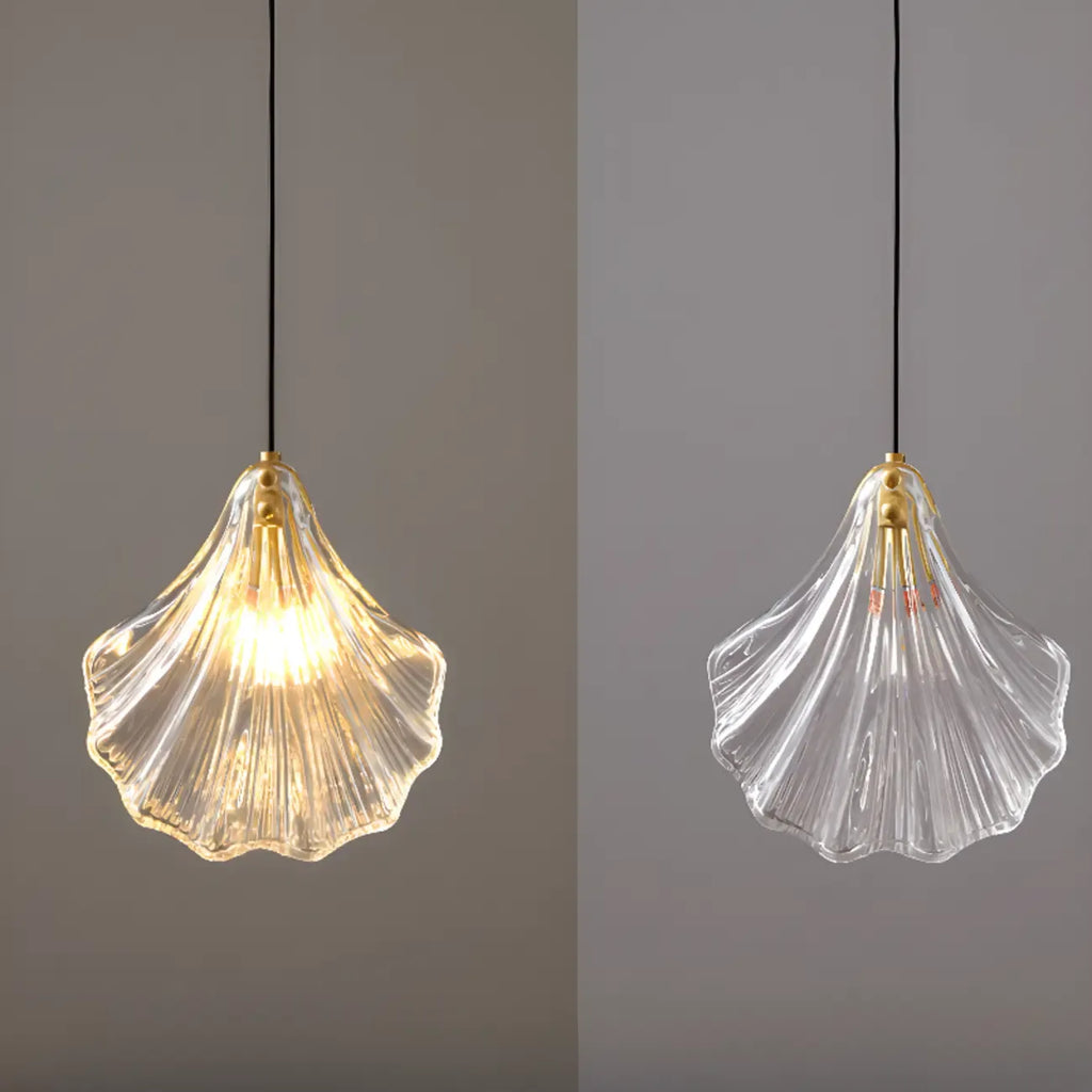 Artistic Ginkgo Clear Glass LED Pendant Light for Living Room