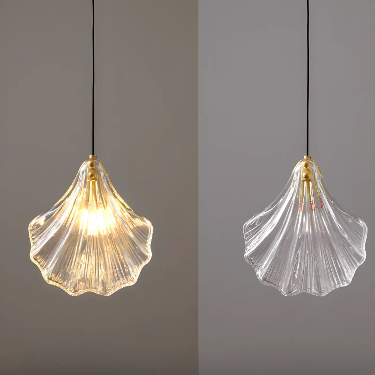 Artistic Ginkgo Clear Glass LED Pendant Light for Living Room