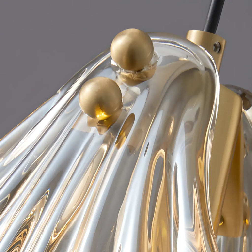 Artistic Ginkgo Clear Glass LED Pendant Light for Living Room