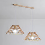 2 Light Natural Wood Polygonal Pendant Light for Kitchen