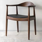 Brown Upholstered Dining Chair with Armrests