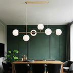 6 Light Glass Globe Island Pendant Light with Adjustable Length