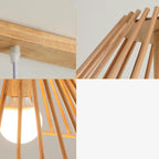 2 Light Natural Wood Polygonal Pendant Light for Kitchen