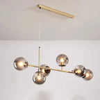 6 Light Glass Globe Island Pendant Light with Adjustable Length