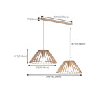 2 Light Natural Wood Polygonal Pendant Light for Kitchen