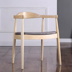 Brown Upholstered Dining Chair with Armrests
