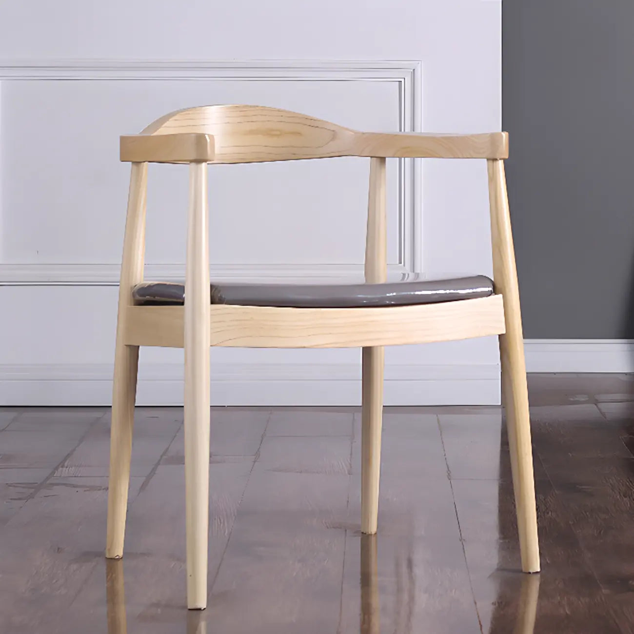 Brown Upholstered Dining Chair with Armrests