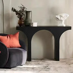 Scandinavian Black Wooden Console Table with Sled Base