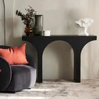 Scandinavian Black Wooden Console Table with Sled Base