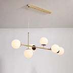 6 Light Glass Globe Island Pendant Light with Adjustable Length