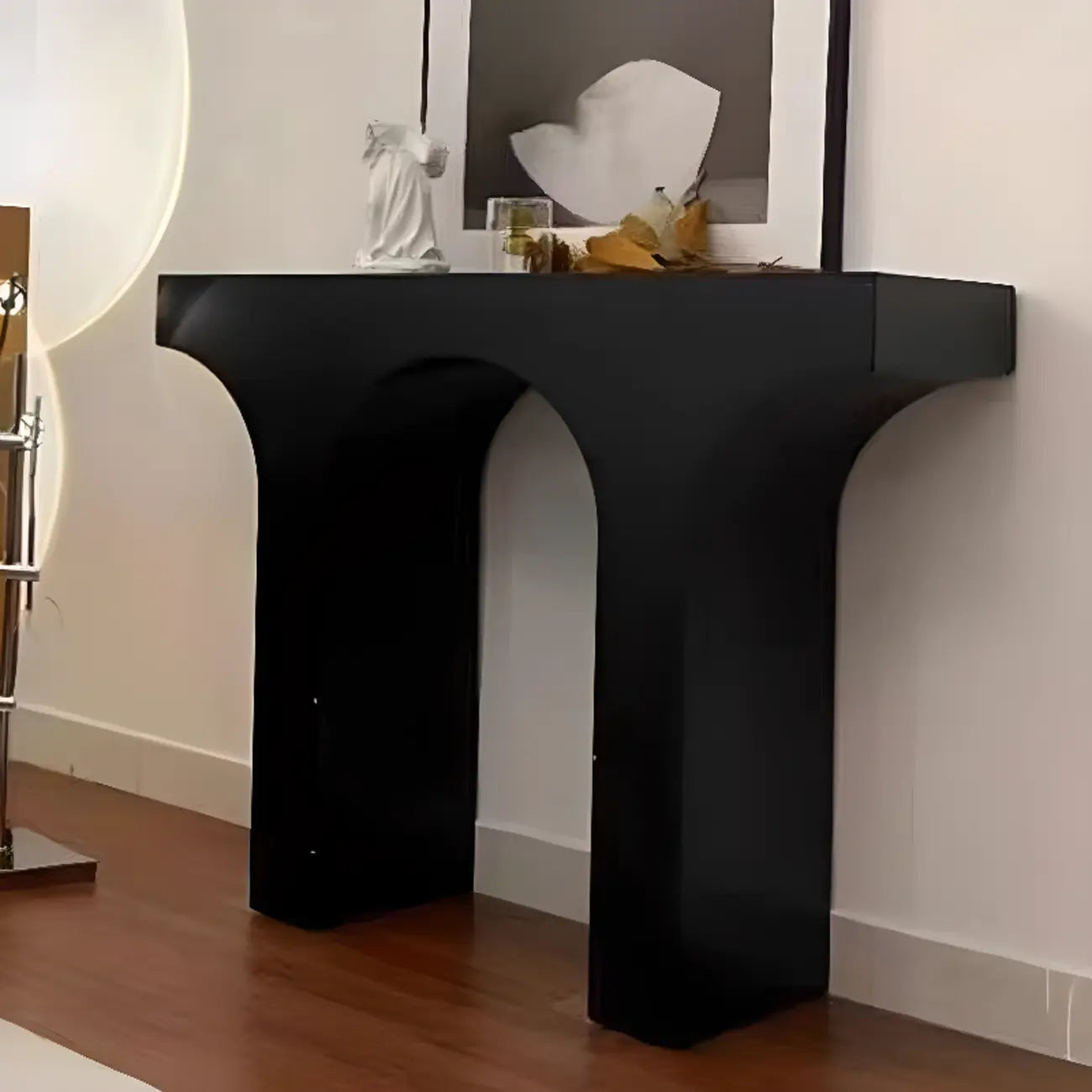 Scandinavian Black Wooden Console Table with Sled Base