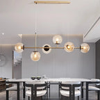6 Light Glass Globe Island Pendant Light with Adjustable Length